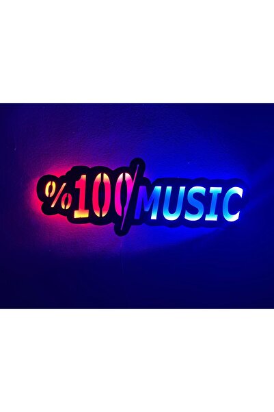 Adrift MUSIC Yazılı Led Işıklı Tablo, Duvar Dekor Ahşap, Neon Işık, Duvar Süsü,