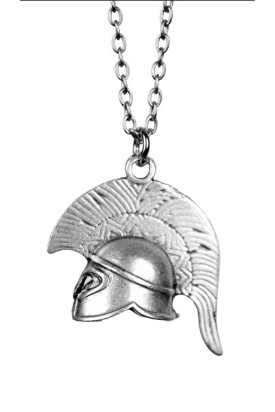Herşey Nota Gladiator Knight Trojan Necklace with Helmet Figure – Unisex Mythological Accessory with 60 cm Chain