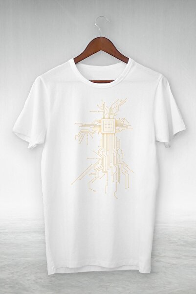 donamod Tricou unisex alb cu ilustrație mecanică Labyrent Gsc-436