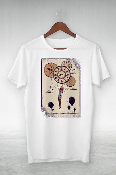 donamod Tricou alb - Design VIP cu ceas de baloane și fată atașată la el - G