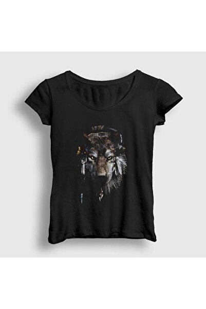 donamod COD: Tricou Presmono pentru femei, negru, Indian Wolf Wolf 307073tt
