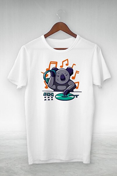 donamod Unisex Λευκό - Μπλουζάκι με στάμπα Dj By Koala - Μπλουζάκι με σχέδιο ...