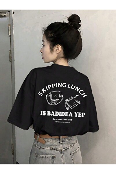 donamod Tricou oversize cu desene animate și design grafic Seria Cartoon/Lett...