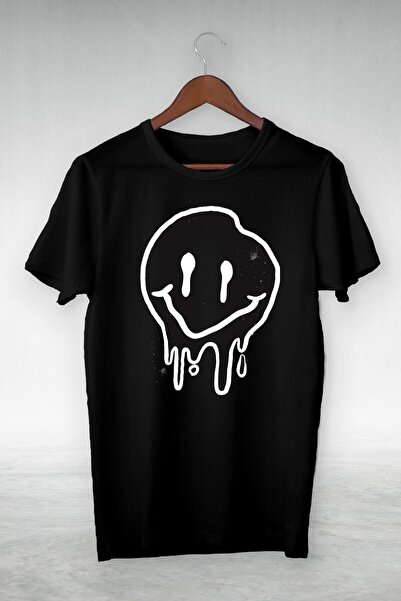 donamod Μπλουζάκι Unisex Μαύρο - Smiling Sliding Face Illustration με στάμπα ...