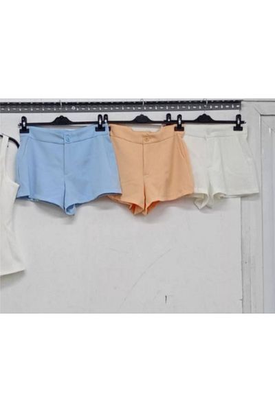 MODAGK High Waist Fabric Pocket Detailed Mini Shorts