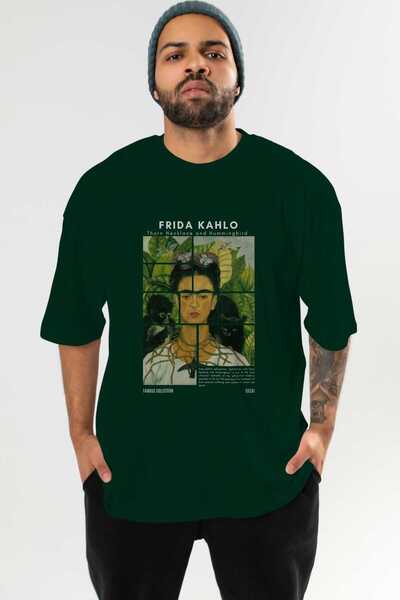 Ankhises Frida Kahlo μπροστινό εμπριμέ μπλουζάκι Oversize Ανδρικό Γυναικείο Βαμβακερό μπλουζάκι με λαιμόκοψη
