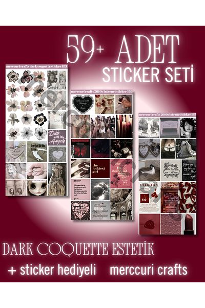 merccuri crafts Dark Coquette Sticker Set (59+ Pcs High Quality) - for Notebook, Agenda, Laptop, Scrapbooking