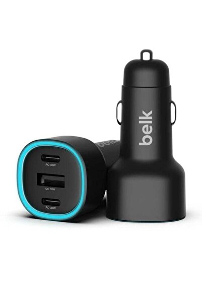 Belk BILK Fast Car Charger with USB-A Port and Two USB-C Ports (60W) - Supports Fast Charging 5.0