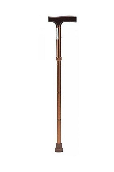 Unspecified Foldable Walking Cane with Adjustable Length and Non-Slip Base, Made of Aluminum (Copper Color), L-S