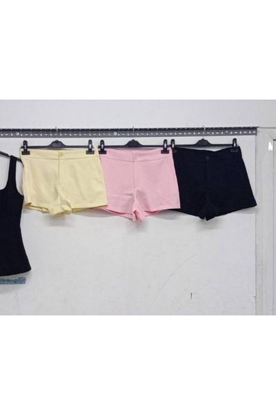 MODAGK High Waist Fabric Pocket Detailed Mini Shorts