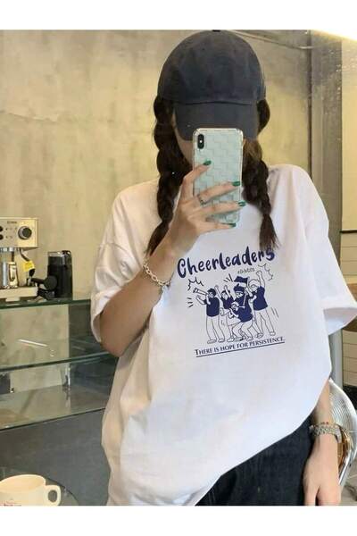 donamod Tricou oversize cu desene animate și design grafic Seria Cartoon/Lett...