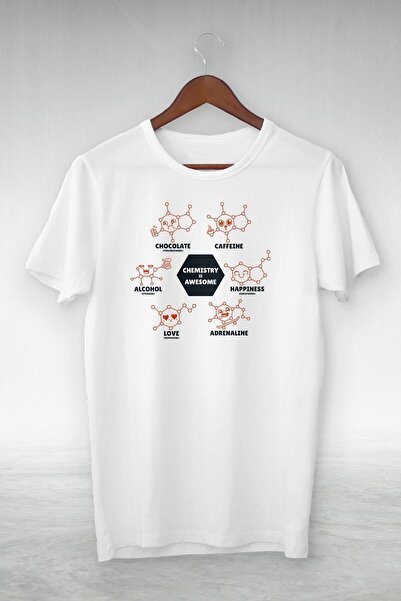 donamod Unisex Λευκό Μπλουζάκι Χημείας Is Awesome με Στάμπα Vip Σχεδίαση Tshi...