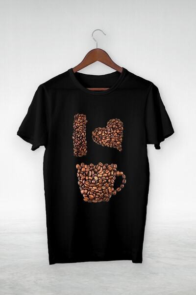 donamod Vtshirt Λευκό-υνισέξιμο -I Love Coffe2-εικονογράφηση Σχέδιο- Y-062