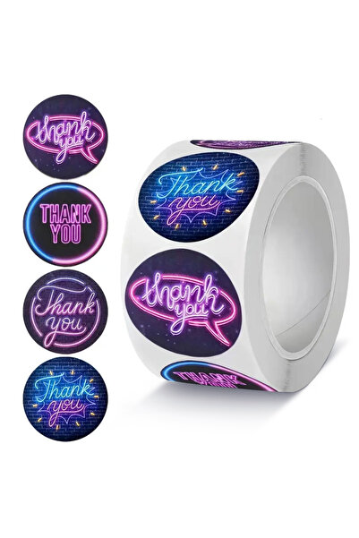 hdcw 500 ADET 2.5cm RULO YAPIŞKANLI TEŞEKKÜRLER "THANK YOU" STICKER ETİKET HEDİYE PAKETLEME
