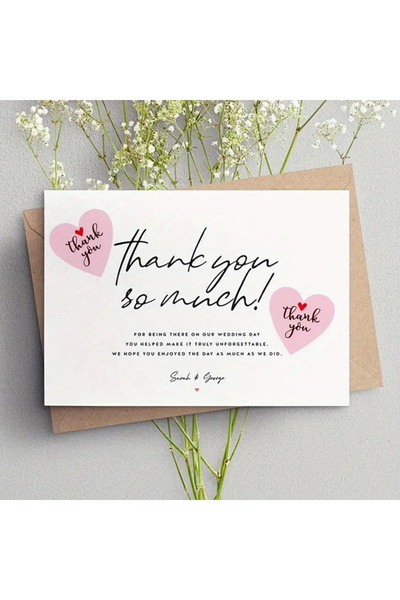 hdcw 500 Pcs 2.5cm Roll Adhesive Pink Heart Thanks "Thank You" Sticker Label Gift Packaging