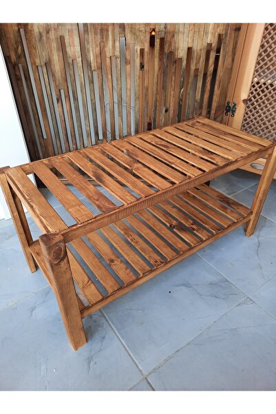 handwood Ahşap Ayakkabılık Ceviz 2 katlı tamamı Çam ağacı 80*35