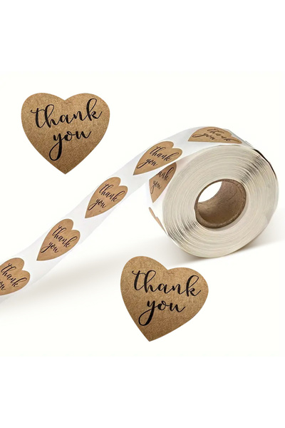 hdcw 500 Pcs 2.5cm Roll Adhesive Kraft Thanks "Thank You" Sticker Label Gift Packaging