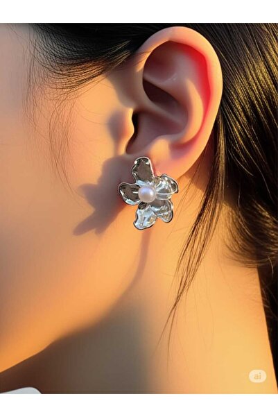 Anziano bijuteri Kadın İncili Çiçek Küpe