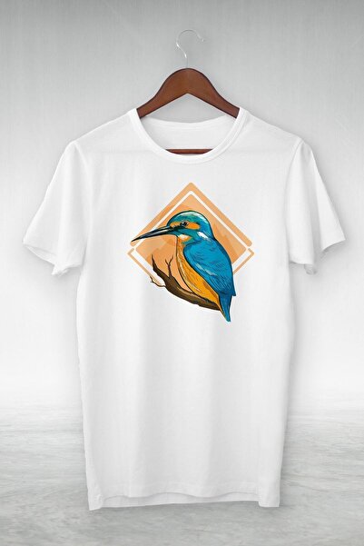 donamod Μπλουζάκι με εικονογράφηση με στάμπα Unisex Λευκό Κίτρινο Μπλε Πουλί ...