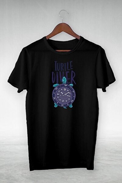 donamod Negru - Turtle Diver - Ilustrație Desen - Tricou Vip Design Gsc-448