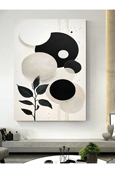 ESLEM ÇİÇEKLİ GEOMETRİK DESENLİ KANVAS TABLO