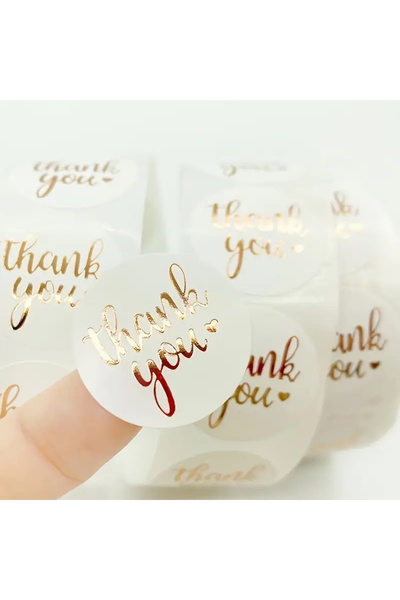 hdcw 500 Pcs 2.5cm Roll Adhesive Gold Thanks "Thank You" Sticker Label Gift Packaging