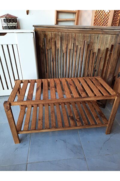 handwood Ahşap Ayakkabılık Ceviz 2 katlı tamamı Çam ağacı 80*35