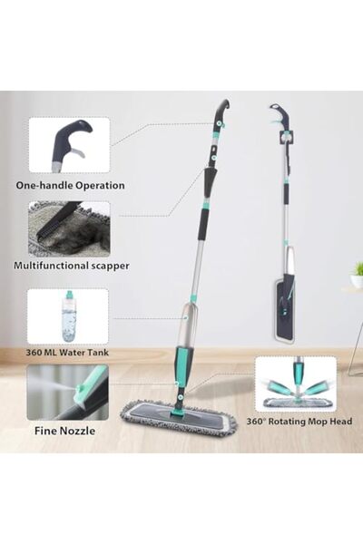 Generic Spray Mop 2-in-1 Mop with 4 Washable Microfiber Pads, 360° Spin, Wet & Dry Floor Cleaner fo