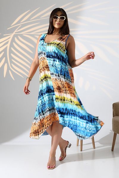LadyMina Pijama Summer Plus Size Suspender Viscose Dress