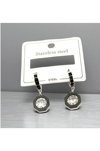AKSESUARIM Women's Zircon Stone Çağla Steel Earrings