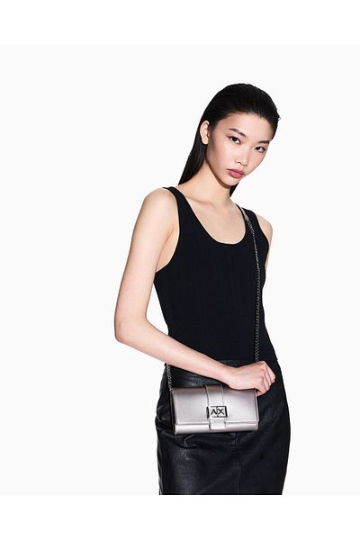 Armani Exchange محفظة محفظة مع شعار وسلسلة قابلة للإزالة XW000358 AF12039 U809