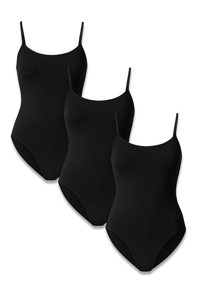 Lantliv 3 Pcs 95% Cotton 5% Elastic Thread Strap Snap Fastener Women's Bodysuit, Women's Bodysuit