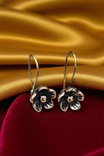 NBS Beautiful Naturel Stones Bakır Küpe Saf Gerçek Kaliteli Çiçek Modelli