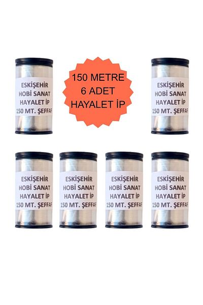 Eskişehir hobi sanat 6 Pcs 150 Meters Ghost Line 0.10 mm Fishing Line Transparent (Total 900 Meters)