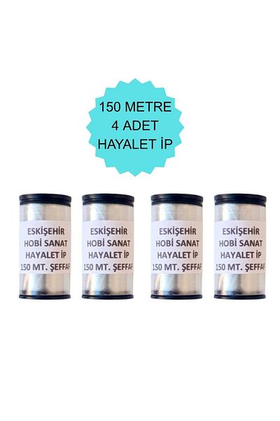 Eskişehir hobi sanat 4 Pcs 150 Meters Ghost Rope 0.10 mm Fishing Line Transparent (Total 600 Meters)