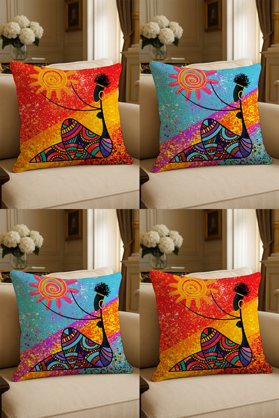 LadiesHome Husă decorativă pentru pernă de 43x43 cm, imprimată digital cu des...