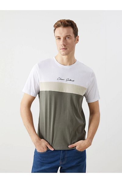 LC Waikiki Ανδρικό μπλουζάκι LCWAIKIKI Classic White Crew με κοντό μανίκι Color Block