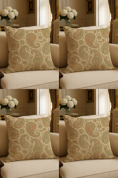 LadiesHome غطاء وسادة مزخرف مطبوع رقميًا بتصميم خاص مقاس 43 × 43 سم مكون من 4...