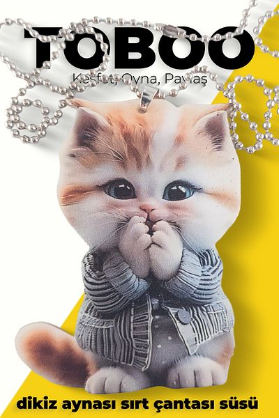 shop 2D (2-Dimensional) Realistic Cat Figured Car (Auto) Rearview Mirror & Bag Hanger, Keychain Ornament