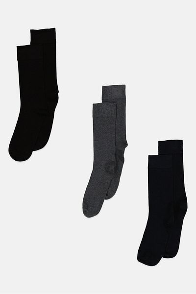 London Fog Men 3 Pairs Plain Formal Socks, Multicolor