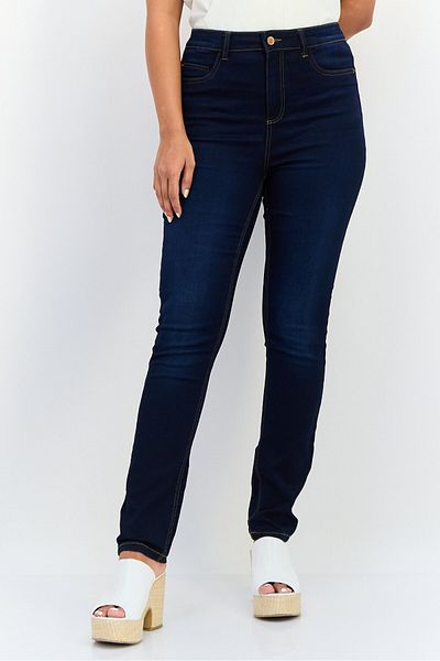 I.scenery Women Skinny Fit Washed Stretchable Jeans, Navy