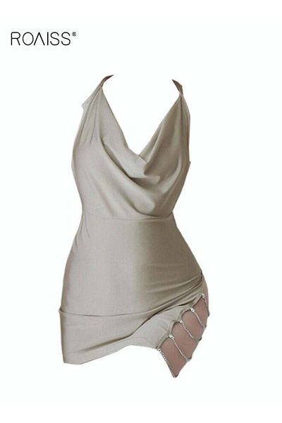 ROAISS Women Halterneck Pajamas Women Exquisite Nightgown Women Back Hollow Design Home Wear