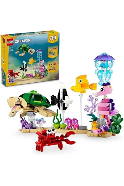 Mu Art Ahşap Lego Creator Sea Animals 31158-8 Fish, Turtle and Crab Model for...