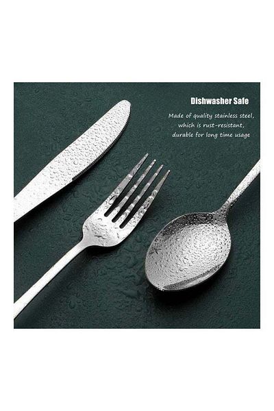fulina 24-Piece Stainless Steel Cutlery Set,with Storage Holder Silver,Mirror Polished,14x13x24cm