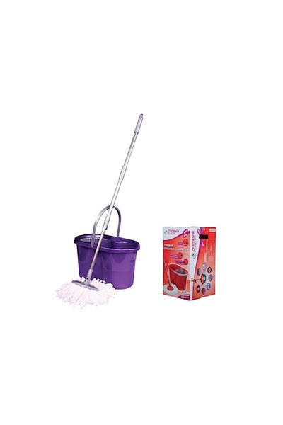 Zambak Set de curățare cu mop rotativ cu mâner telescopic din oțel inoxidabil și găleată de 14 litri