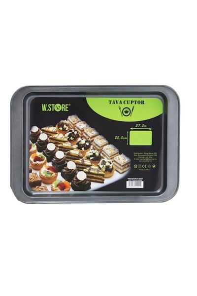 OEM Tava copt teflon, dimensiune 37.5 x 25.5 cm, Negru