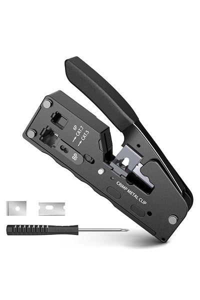 Choice مجموعة سوداء من أدوات الضغط AMPCOM rj45 CAT7 لتمرير موصل RJ11 RJ 45 CAT6 CAT5E Mo