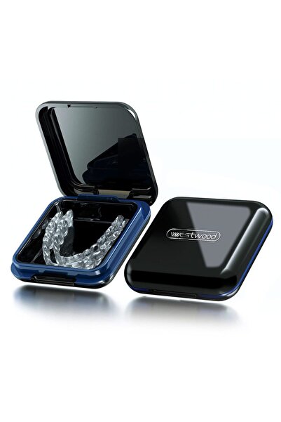 Choice1 علبة سوداء لحفظ الأسنان، حافظة واقية للفم مع غطاء، حافظة كبيرة لتقويم...