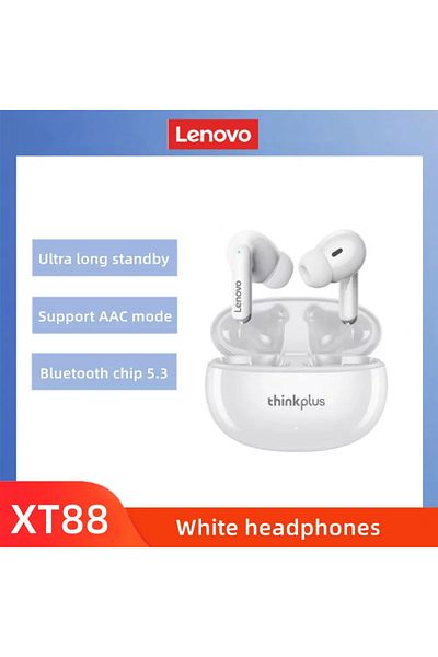 LENOVO white Original XT88 Wireless Bluetooth Earbuds Hifi Music Earphone With Microphone Headphone