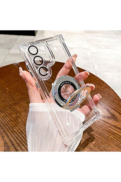 Choice جراب شفاف فائق الشفاف بحامل مغناطيسي فاخر مقاوم للصدمات لهاتف Samsung Galaxy S2